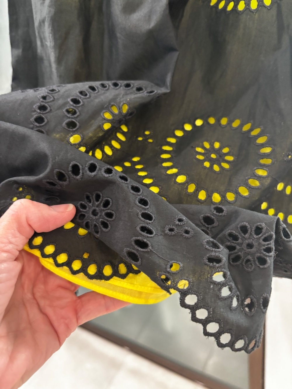 INC International Concepts Eyelet Skirt - Black with Citron Underlay Size 2P - Picture 5 of 9